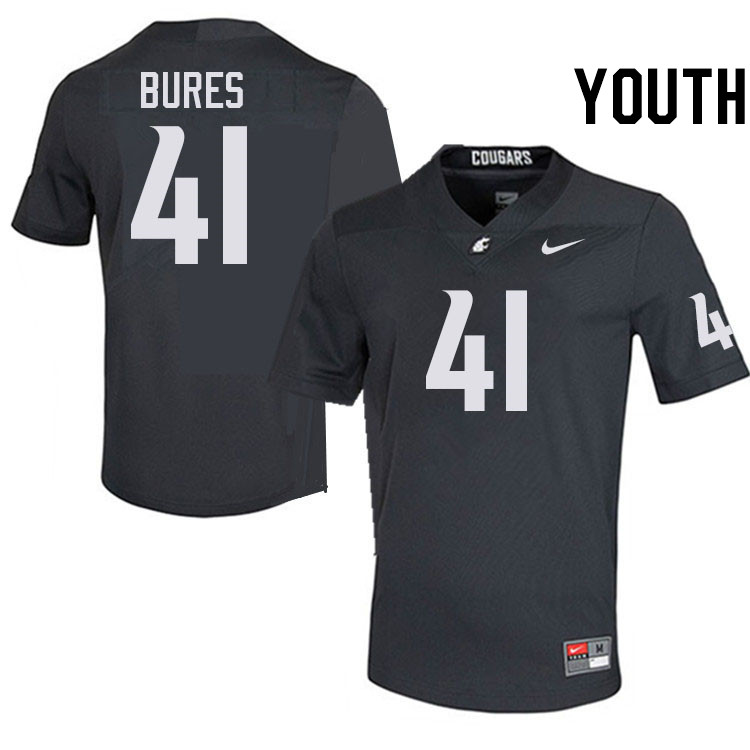 Youth #41 Sean Bures Washington State Cougars College Football Jerseys Stitched-Charcoal